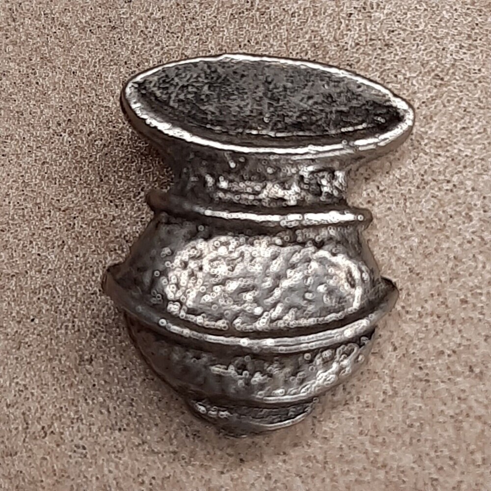 Vintage Spittoon metal lapel tac pin Silver/Pewter-Tone Western jug vase jar pot